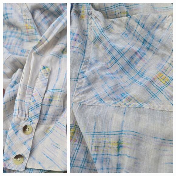 Free People Shore Vibes Plaid Long Sleeve Shirt Size Medium - Picture 5 of 6